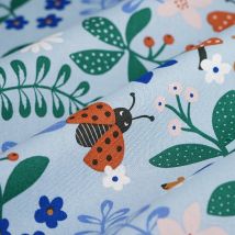 Tissu bachette jardin vivant bleu - MT - Mondial Tissus