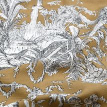 Tissu bachette imprimé seraphine moutarde - Mondial Tissus