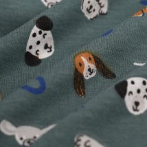 Tissu jersey coton chiens Wouf Waf bleu - MT - Mondial Tissus
