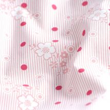 Tissu coton bio percale bio rayures fleurs - MT - Mondial Tissus
