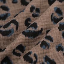 Tissu double gaze léopard beige - Mondial Tissus