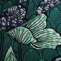 Tissu Wax grande palme vert - Mondial Tissus