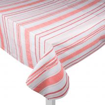 Nappe ronde à rayures rouge et rose - MT - Mondial Tissus
