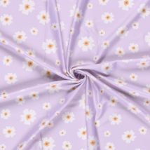 Tissu maillot de bain anti-uv recyclé marguerite mauve - Mondial Tissus