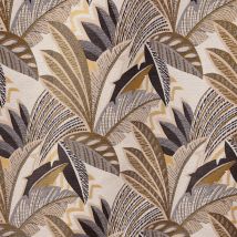 Tissu jacquard grand feuillage beige et doré - Linder - Mondial Tissus