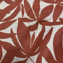 Toile coton lin flore bicolore terracotta - Mondial Tissus