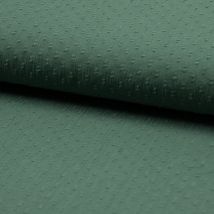 Tissu voile de coton à plumetis vert - Mondial Tissus