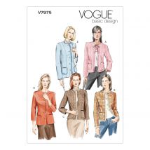 Patron Vogue 7975D Veste femme tweed sans col style Chanel - 5 variations - du 38 au 42 - Vogue - Mondial Tissus
