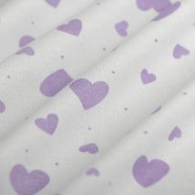 Jersey coton coeur mauve blanc - MT - Mondial Tissus