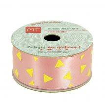 Bobine ruban satin rose triangles 3,5m X 25 mm - MT - Mondial Tissus