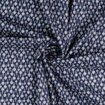 Tissu Popeline De Coton Bleu Roi À Motifs Hortensias - Mondial Tissus