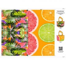 Panneaux kit sac impression digitale tropicale multico - Mondial Tissus