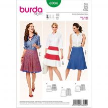 Patron Burda 6904 Jupe trapèze du 34 au 46 - Burda - Mondial Tissus