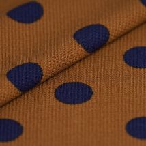 Tissu maillot de bain polyester elasthanne pois marine terracotta - MT - Mondial Tissus