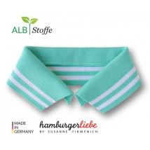 Col Polo Bio rayures vert d'eau taille S - Albstoffe - Albstoffe - Mondial Tissus