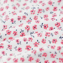 Tissu molleton French terry petites fleurs roses - MT - Mondial Tissus