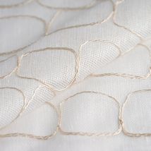 Tissu voilage ivoire brodé de cercles abstraits - Mondial Tissus