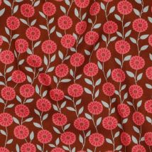 Tissu popeline multi fleurette marron et rouge - Poppy Fabrics - Poppy Fabrics - Mondial Tissus