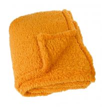 Plaid Teddy chaud jaune ocre 130x150 cm - Linder - Mondial Tissus