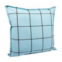 Housse de coussin carreaux bleu - MT - Mondial Tissus