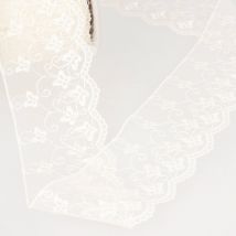 Ruban broderie tulle papillons écru 65mm - Mondial Tissus