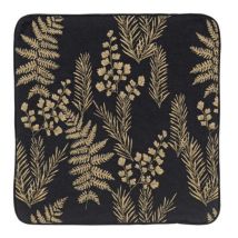 Housse de coussin Herborium noire imprimé feuillage jaune 40x40 cm - fils upcyclés - Linder - Mondial Tissus