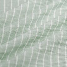 Tissu fil teint polyester rayure blanc céladon - MT - Mondial Tissus