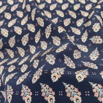 Tissu Liberty soie crêpe fleurs bleu marine - Liberty - Mondial Tissus