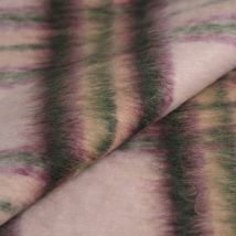 Tissu lainage manteau polyester carreaux mauve - Mondial Tissus