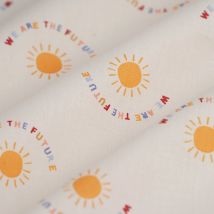 Tissu cretonne coton bio "We are the future" soleil écru - MT - Mondial Tissus