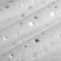 Tissu douillette étoiles foil blanc - MT - Mondial Tissus