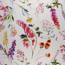 Tissu coton épais blanc à fleurs - Thevenon - Mondial Tissus