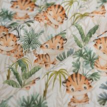 Cretonne dig bebe tigre vert - MT - Mondial Tissus