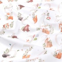 Toile coton imprimée alphabet animalier blanc - Mondial Tissus