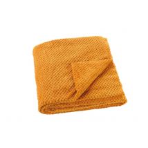 Plaid Praline doux texturé ocre 130x150cm - Linder - Mondial Tissus