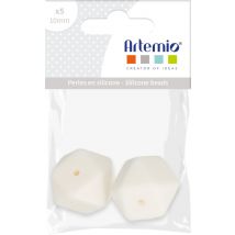 Lot 2 perles silicone en forme de diamant 17mm blanc - Artemio - Mondial Tissus