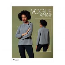 Patron Vogue 1635Y pull femme col montant drapé du 32 au 42 - Vogue - Mondial Tissus