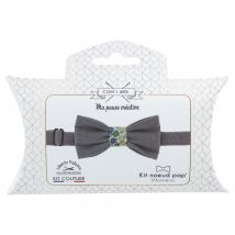 Kit couture noeud pap' en velours et liberty gris - Mondial Tissus