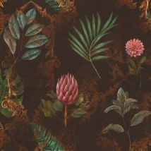 Tissu velours jardin botanique marron