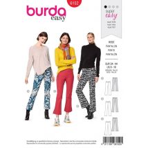 Patron burda 6152 Pantalon sretch à pattes d'éléphant avec ceinture et fermeture à glissière côté du 34 au 44 - Burda - Mondial Tissus