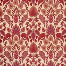 Tissu jacquard feuille rouge - Fryett's - Mondial Tissus
