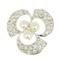Bouton trèfle perles strass 28mm a queue (1 pièce) - MT - Mondial Tissus
