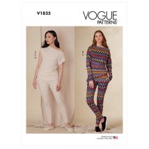 Patron Vogue 1835A - ensemble femme style lounge, top, pantalon et chaussons du 34 au 48 - Vogue - Mondial Tissus