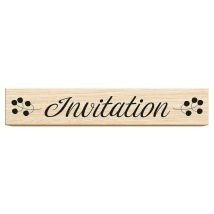 Tampons en bois rectangle inscription "Invitation" - Bernette - Mondial Tissus