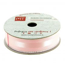 Bobine ruban gros grain rose lisière argent 16 mm x 4 m MT - MT - Mondial Tissus