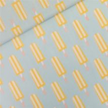 Toile coton bleu ciel motifs glaces jaune - See You At Six - See You at Six - Mondial Tissus