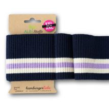 Poignet bord-côte bio cuff me ripp 140cm noir rayé lilas - Albstoffe - Albstoffe - Mondial Tissus