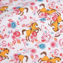 Tissu cretonne Spirit fleuri blanc - Mondial Tissus