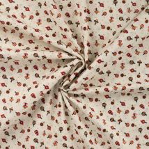 Tissu popeline coton Noël boules multicolores or - Mondial Tissus