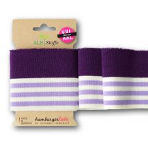 Poignet bord-côte college bio 140cm violet rayé lilas - Albstoffe - Albstoffe - Mondial Tissus